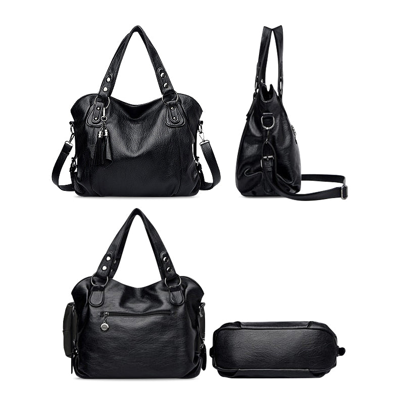 Bond & Mason Palmer Tote Bag shown from front, side, back, and bottom angles