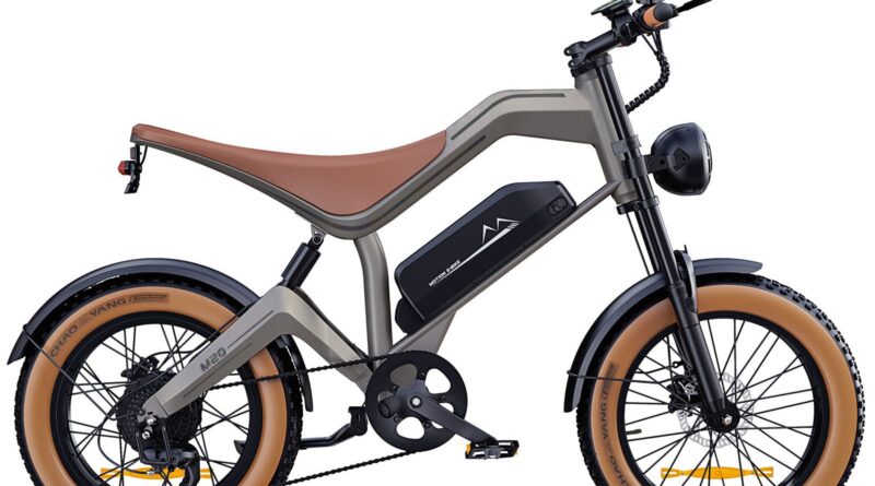 DYU M20 all-terrain long-range electric bike in brown, side view
