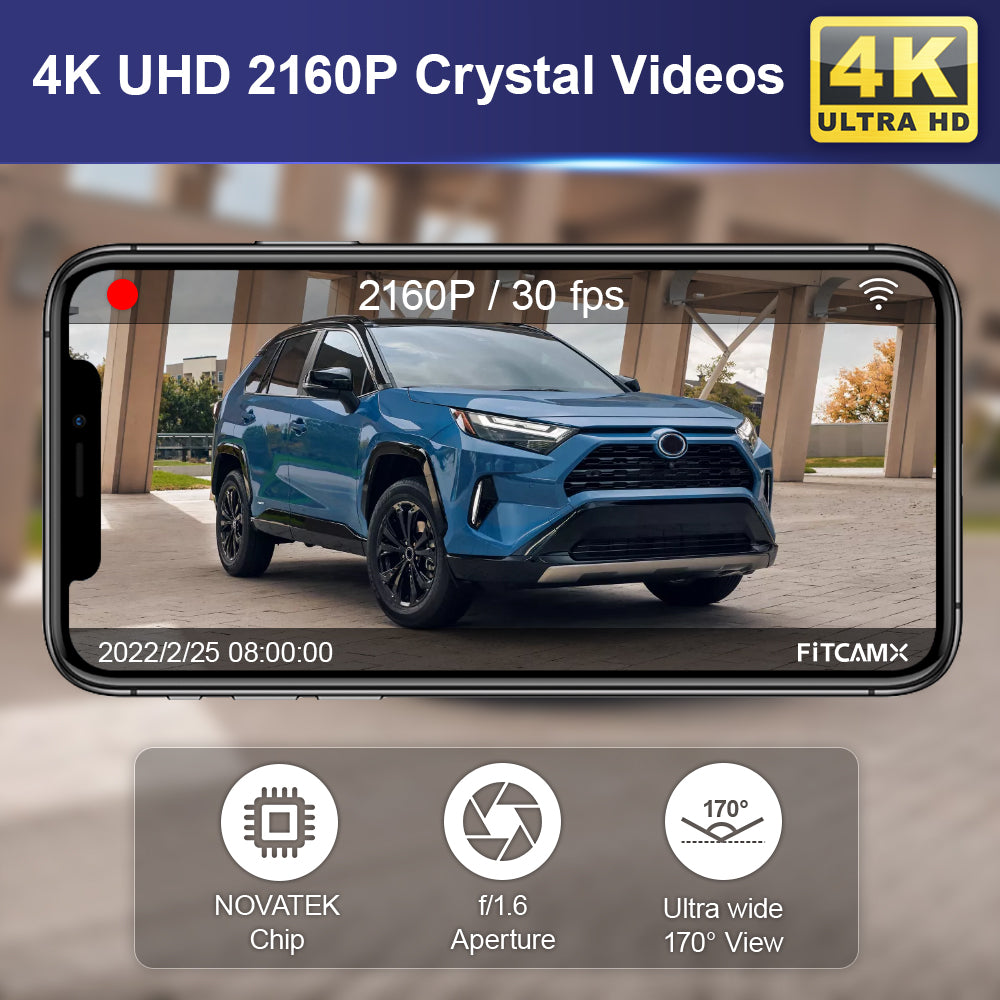 FITCAMX dash cam UHD 4K video recording example with Novatek chip