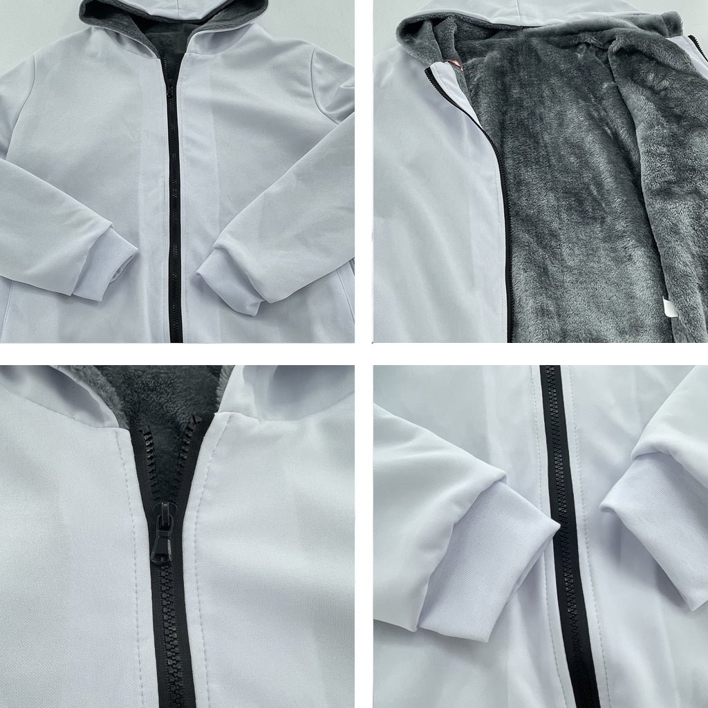 Close-up detail of the sherpa lining, zipper, and cuffs on a GearFrost sherpa hoodie