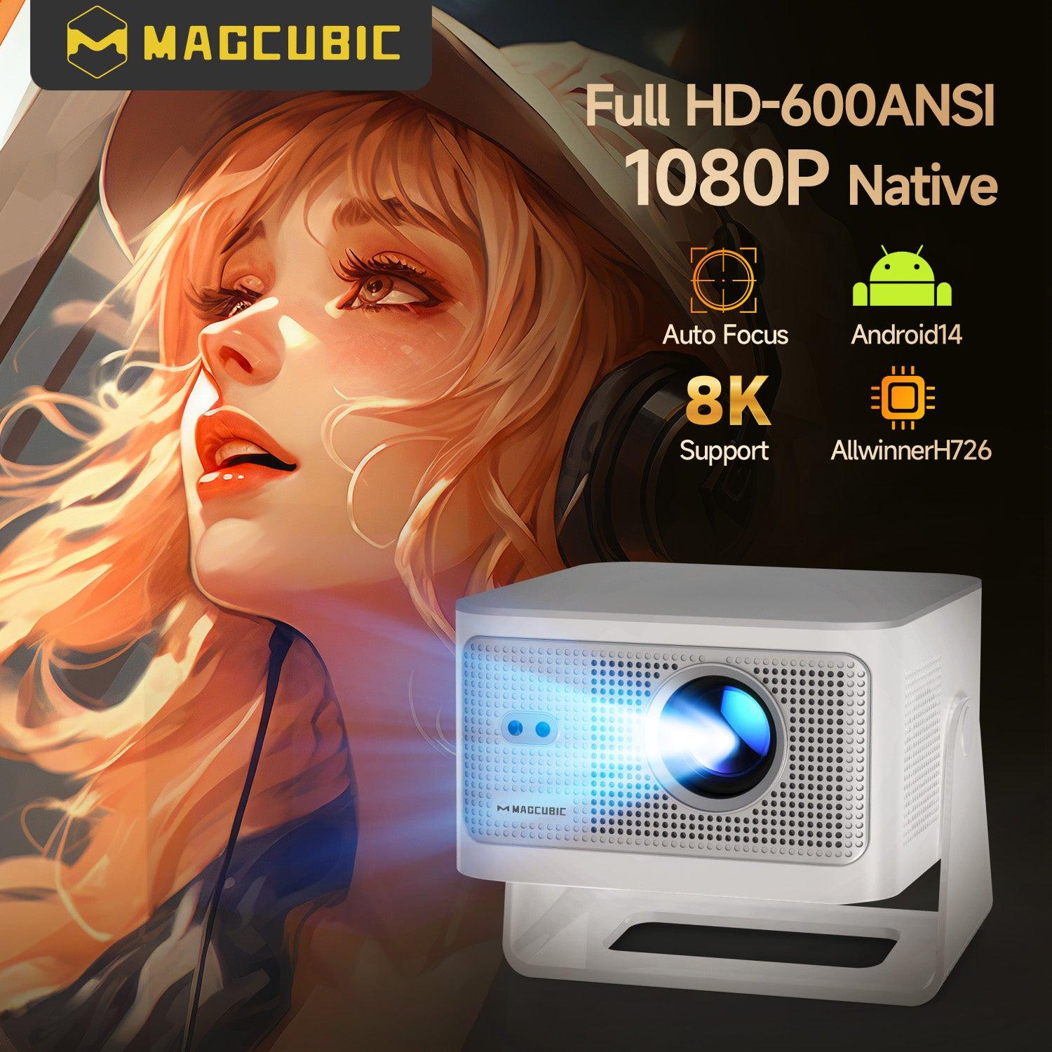 Magcubic HY350MAX projector projecting large screen in living room