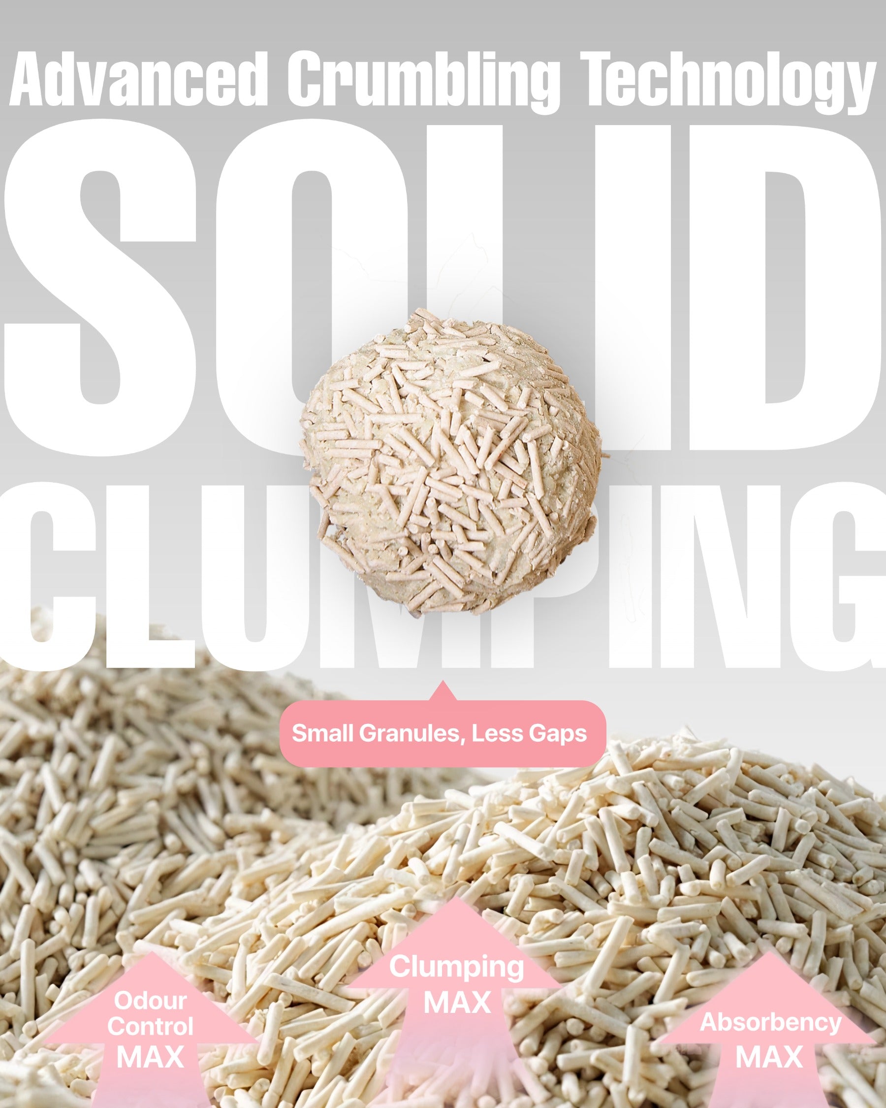 Close-up of MICHU Tofu Cat Litter Gen3 clumping pea-fibre pellets