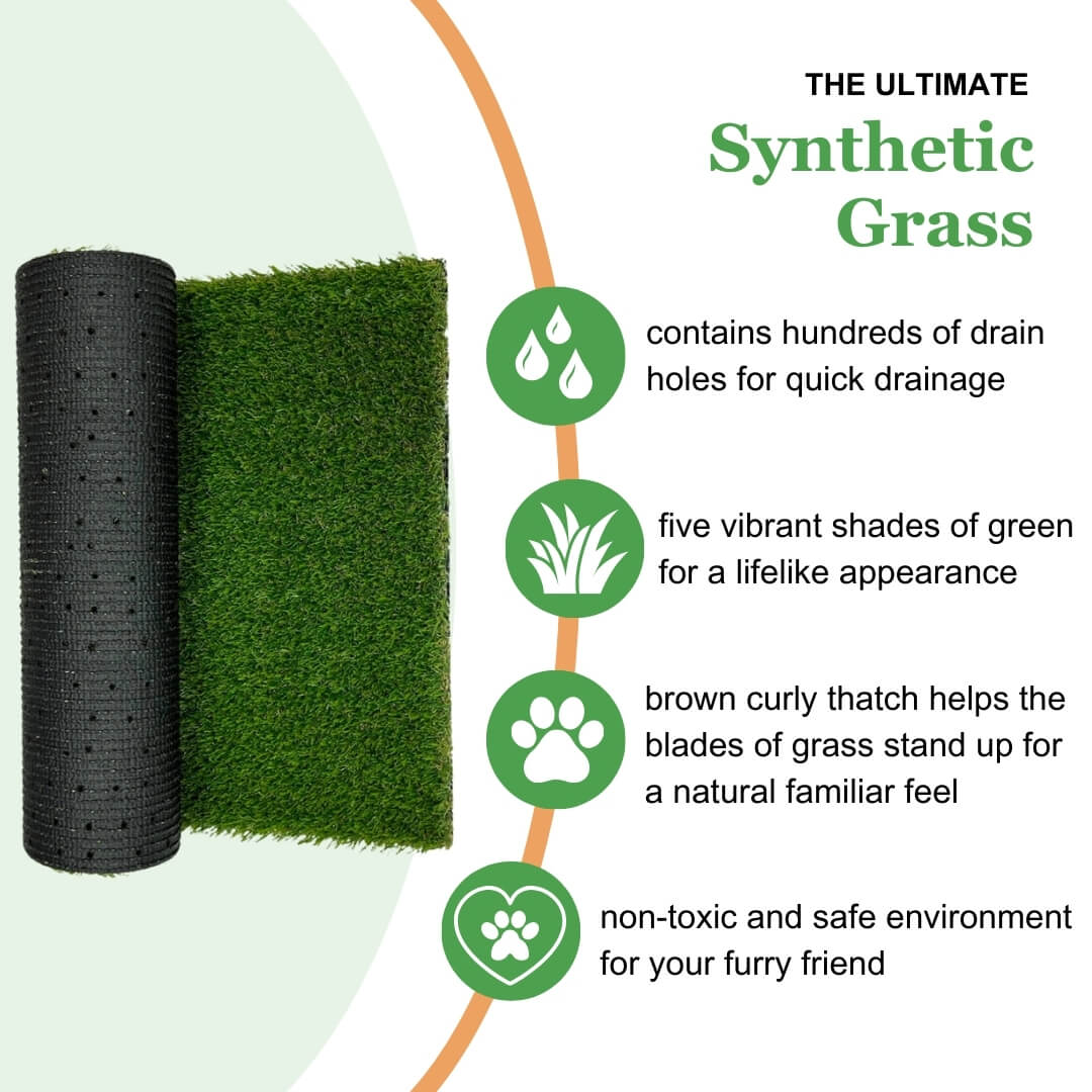Porch Potty PREMIUM self-cleaning dog grass potty shown in use on a balcony