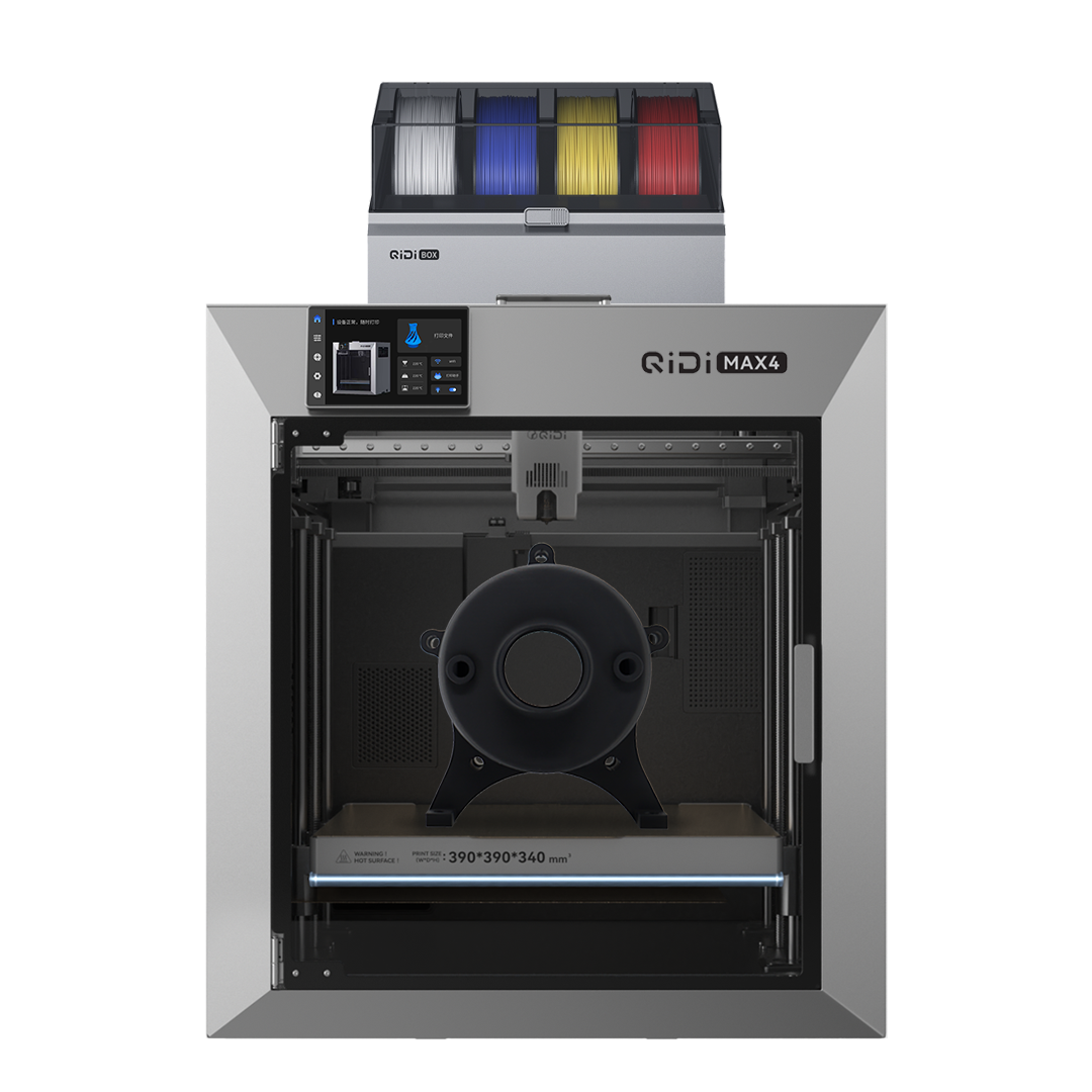 QIDI Max4 with QIDI Box combo - front view QIDI Max4 3D printer paired with the QIDI Box multi-material accessory on top