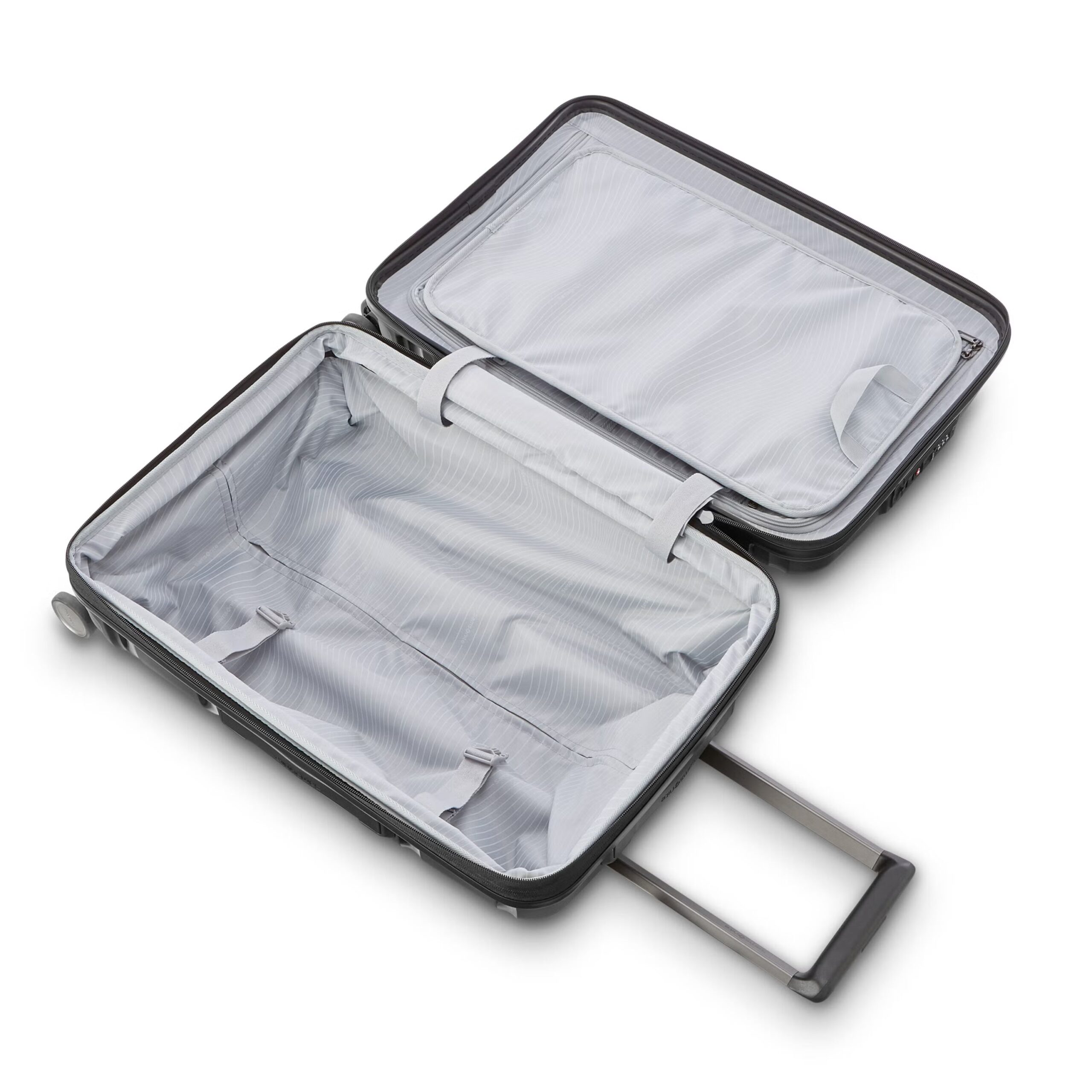 Samsonite Outline Pro Hardside Spinner interior with KompressPak divider