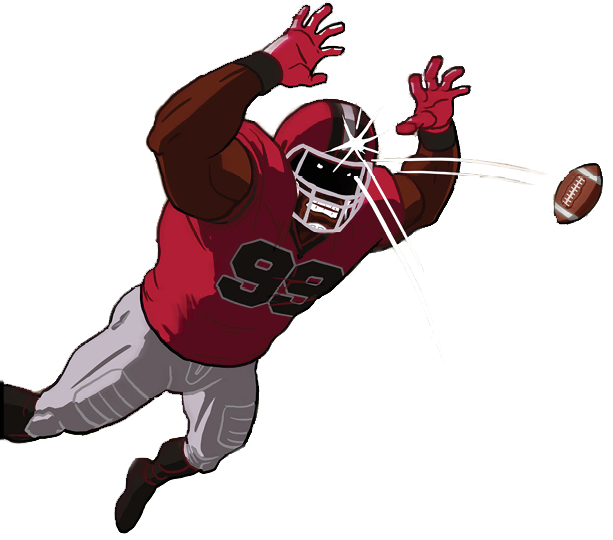 Illustrated football player card artwork from the Blitz Champz card game