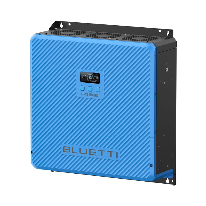 BLUETTI RV5 5000W power hub shown at an angle with mounting brackets