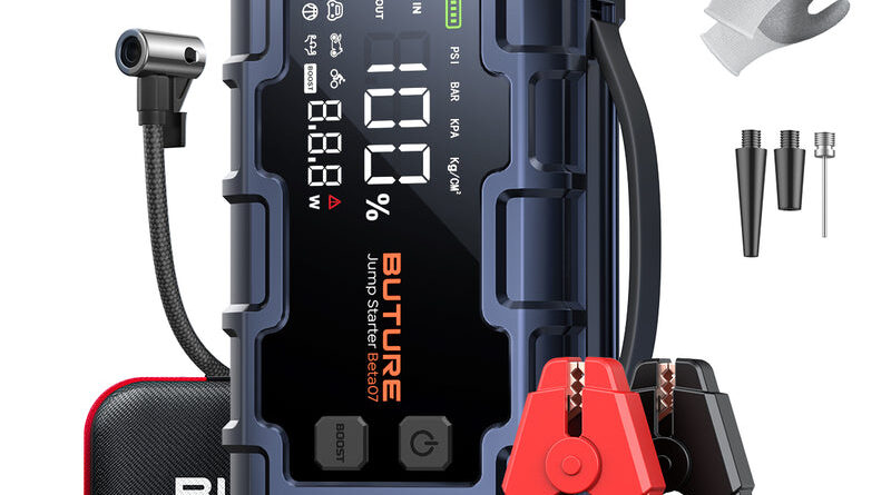 Buture Beta07 6000A car jump starter with air compressor, main product shot