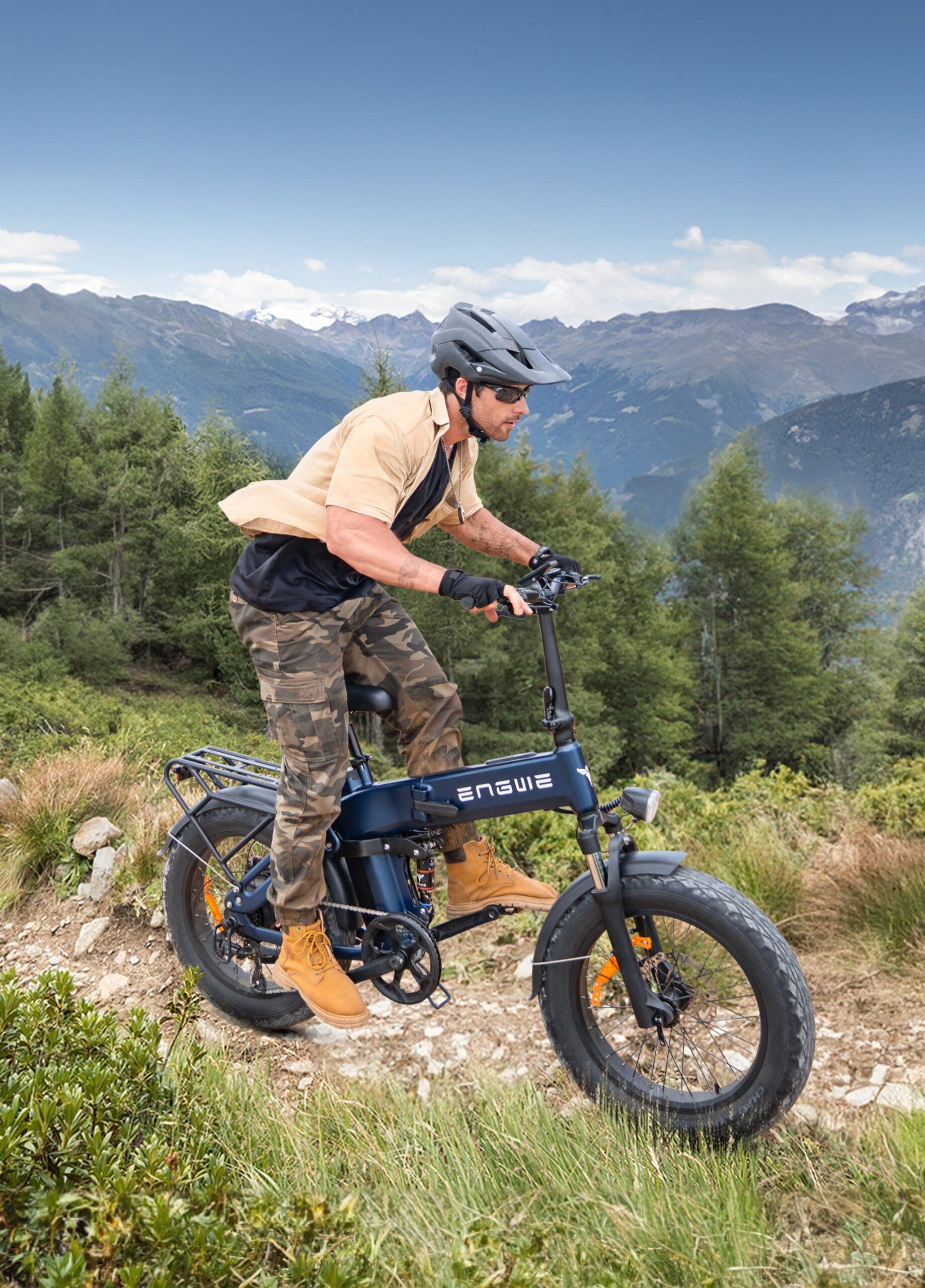 Rider taking the ENGWE Engine Pro 3.0 Boost up a rocky mountain trail