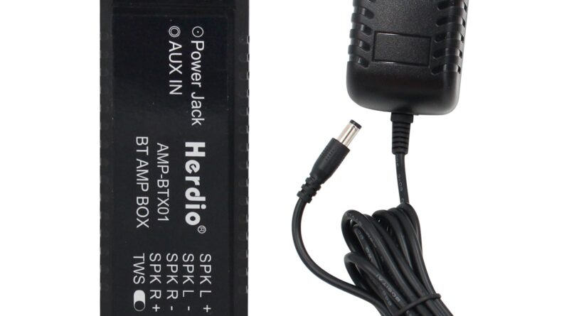 Herdio 2-Channel Bluetooth Amplifier product shot showing the compact amplifier unit