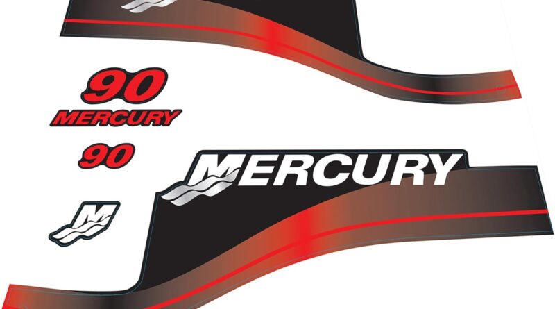 Mercury 90 HP outboard motor cowl decal sticker set in Red