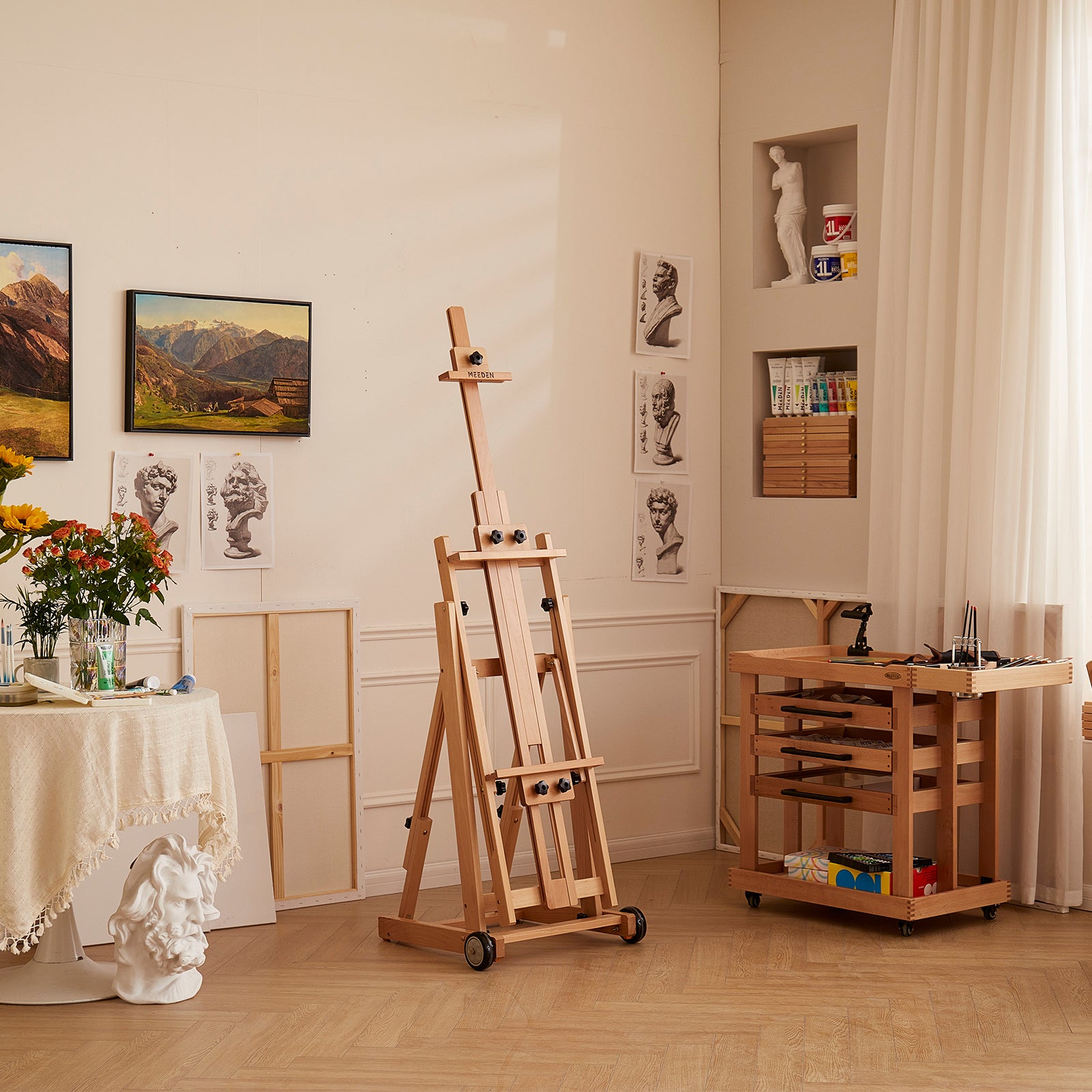 MEEDEN W14 easel set up in an art studio corner