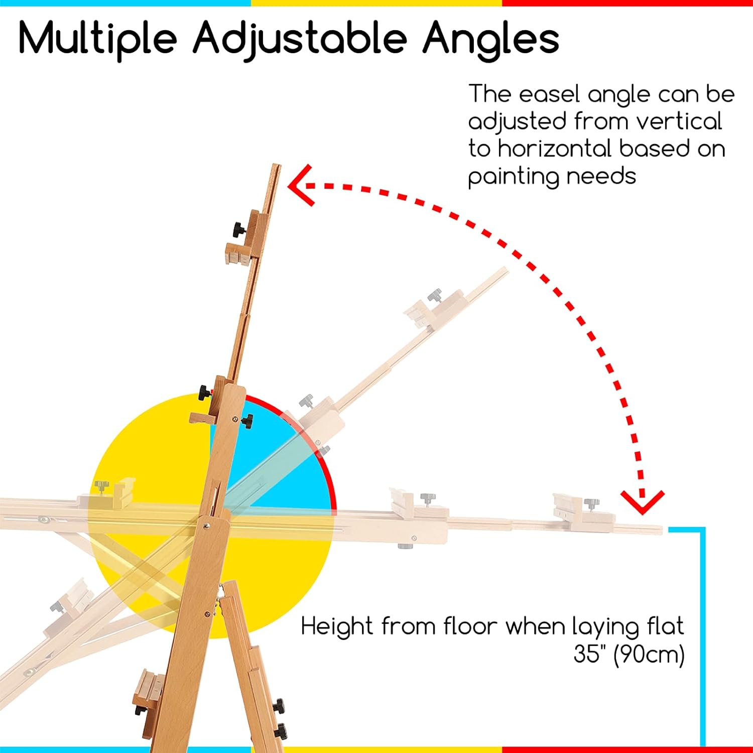 MEEDEN W14 easel tilt angle range diagram