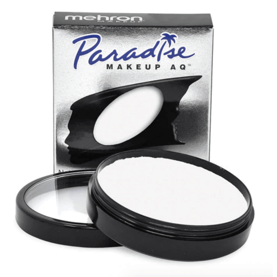 Mehron Paradise AQ Face and Body Paint cake makeup in White shade with box