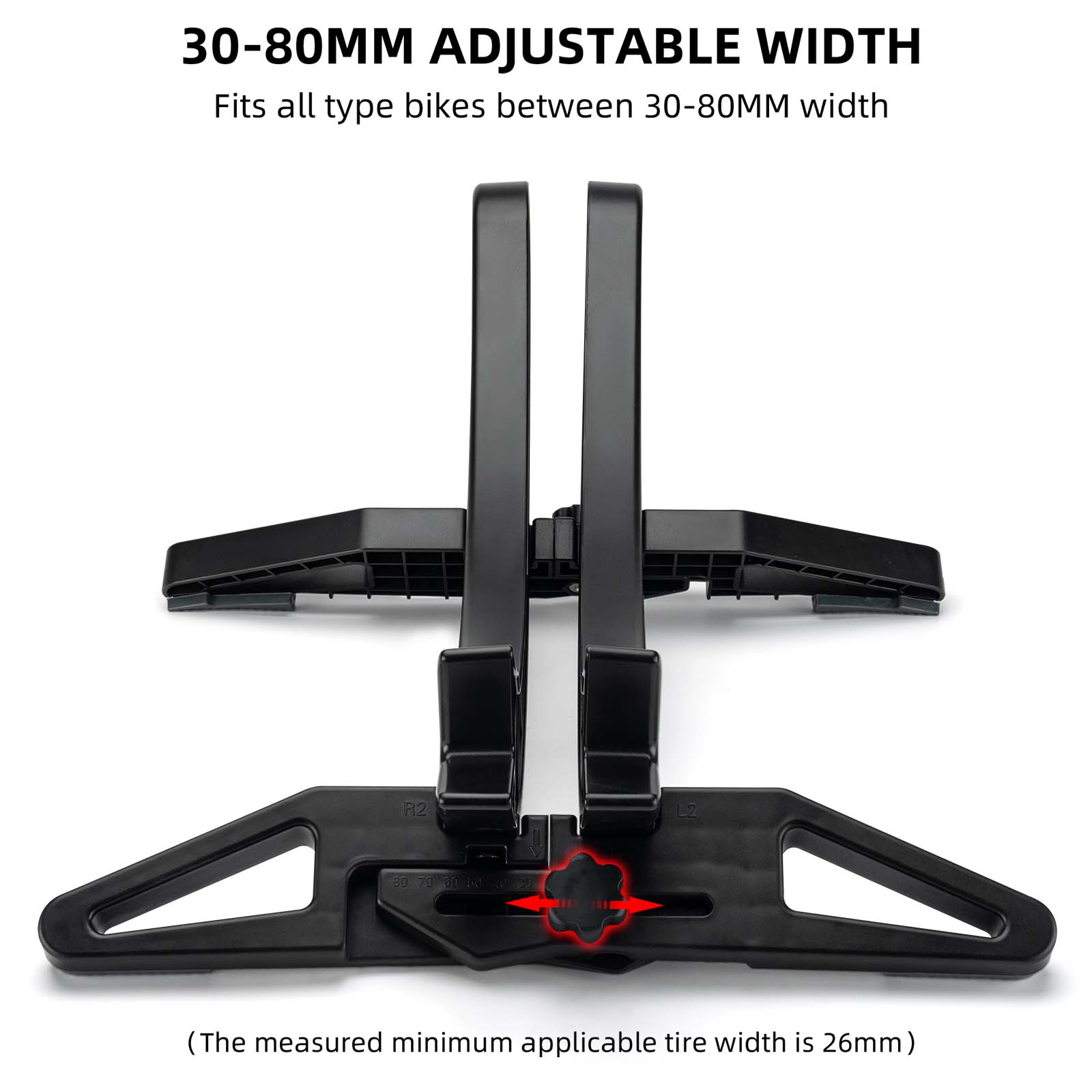 ROCKBROS floor stand 30-80mm adjustable width diagram