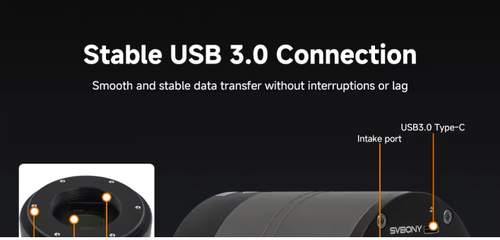 SVBONY SC571CC astronomy camera stable USB 3.0 Type-C connection for fast image transfer