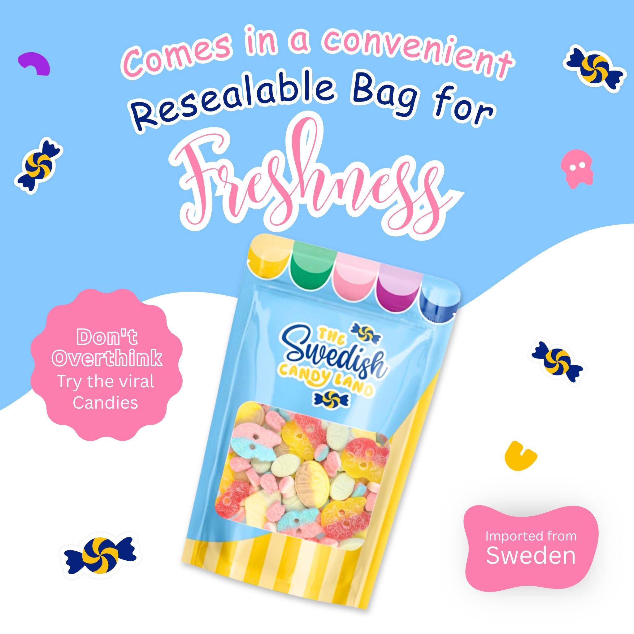 Swedish Candy BUBS Pick-N-Mix shown in its resealable bag, imported from Sweden