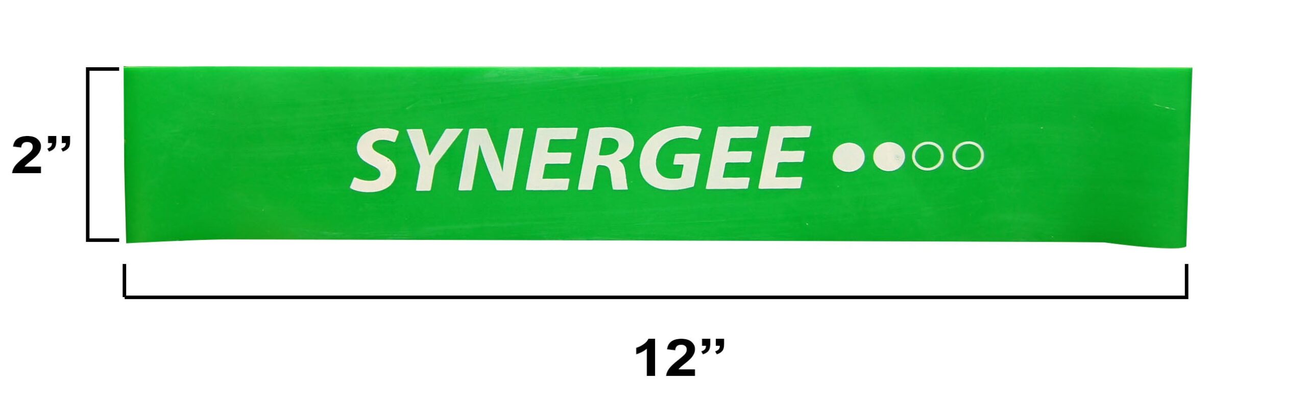 Synergee Mini Band dimensions diagram showing 12 inch by 2 inch size